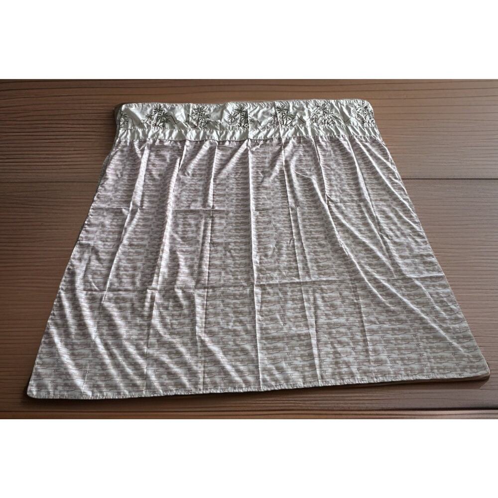 PALM TREE Embroidered Shower Curtain Tan Beige Green Tropical Island Home Decor